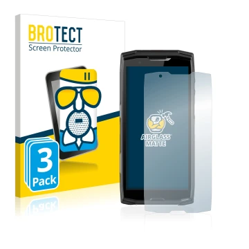 Front side of a product packaging with the brand logo BROTECT. Next to it is the device Crosscall Core-X5 shown with the corre