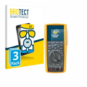 Front side of a product packaging with the brand logo BROTECT. Next to it is the device Fluke 287 shown with the corresponding