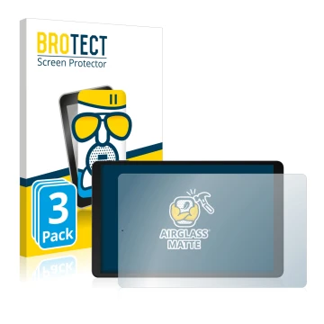 Front side of a product packaging with the brand logo BROTECT. Next to it is the device Odys Space One 10 LTE shown with the c