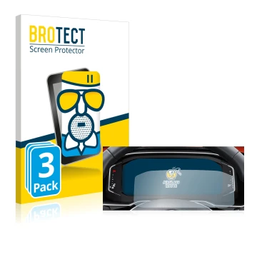Front side of a product packaging with the brand logo BROTECT. Next to it is the device Volkswagen Tiguan 2021 Digital Cockpit