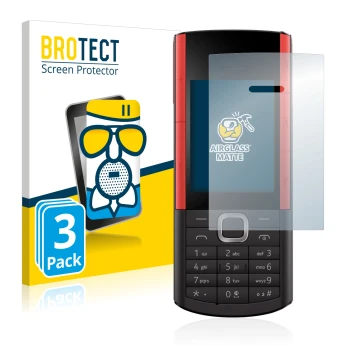 Front side of a product packaging with the brand logo BROTECT. Next to it is the device Nokia 5710 XA shown with the correspon