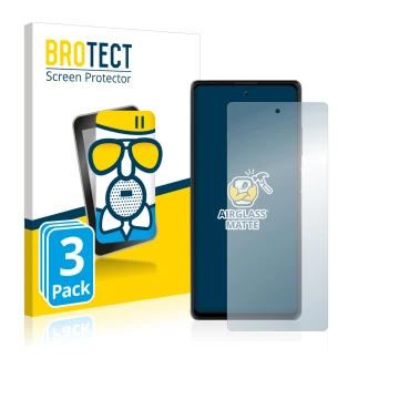 Front side of a product packaging with the brand logo BROTECT. Next to it is the device Blackview A100 shown with the correspo
