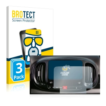 Front side of a product packaging with the brand logo BROTECT. Next to it is the device Fiat 500L 2022 Uconnect 7