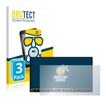 Front side of a product packaging with the brand logo BROTECT. Next to it is the device Alpine iLX-705D shown with the corresp