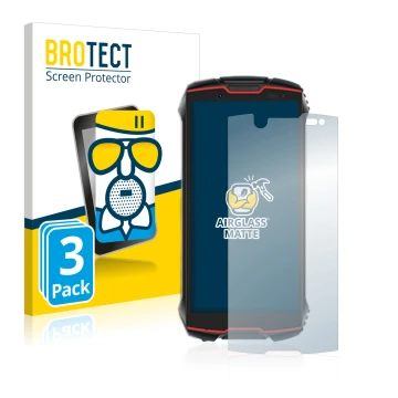 Front side of a product packaging with the brand logo BROTECT. Next to it is the device Cubot King Kong Mini 2 Pro shown with 