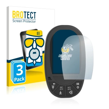 Front side of a product packaging with the brand logo BROTECT. Next to it is the device Flymaster GPS LS shown with the corres