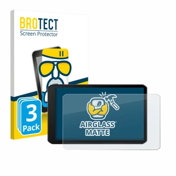 Front side of a product packaging with the brand logo BROTECT. Next to it is the device Garmin DriveCam 76 shown with the corr