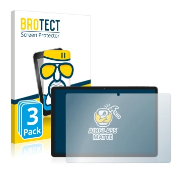 Front side of a product packaging with the brand logo BROTECT. Next to it is the device Jumper Ezpad M10S shown with the corre