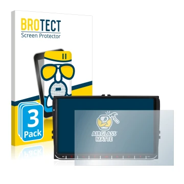 Front side of a product packaging with the brand logo BROTECT. Next to it is the device M.I.C. AV9V2 shown with the correspond