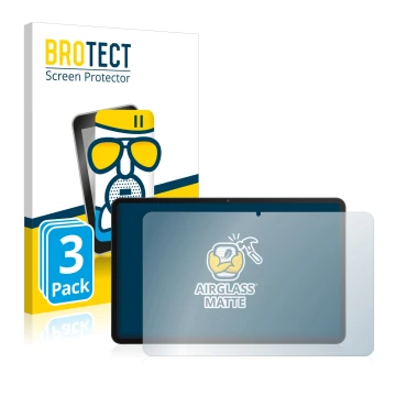 Front side of a product packaging with the brand logo BROTECT. Next to it is the device Honor Pad 8 shown with the correspondi