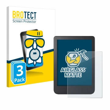 Front side of a product packaging with the brand logo BROTECT. Next to it is the device Kobo Clara 2E shown with the correspon