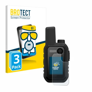 Front side of a product packaging with the brand logo BROTECT. Next to it is the device Garmin Alpha 10 K shown with the corre