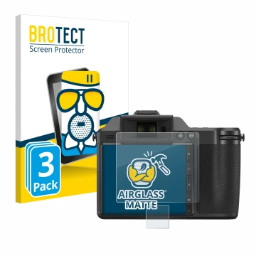 Front side of a product packaging with the brand logo BROTECT. Next to it is the device Hasselblad X2D 100C shown with the cor