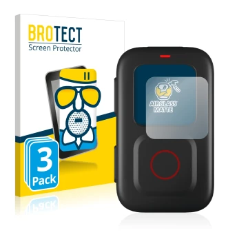 Front side of a product packaging with the brand logo BROTECT. Next to it is the device GoPro Remote shown with the correspond