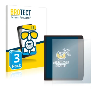 Front side of a product packaging with the brand logo BROTECT. Next to it is the device PocketBook Era shown with the correspo