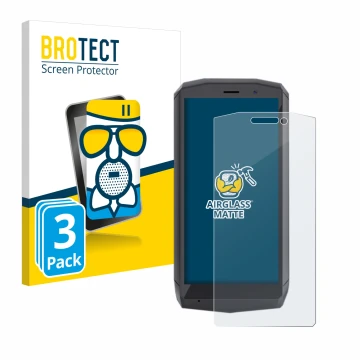Front side of a product packaging with the brand logo BROTECT. Next to it is the device Cubot Pocket shown with the correspond