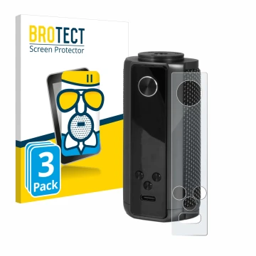 Front side of a product packaging with the brand logo BROTECT. Next to it is the device Vaporesso Target 200 Mod shown with th