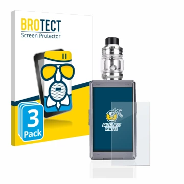 Front side of a product packaging with the brand logo BROTECT. Next to it is the device GeekVape T200 shown with the correspon