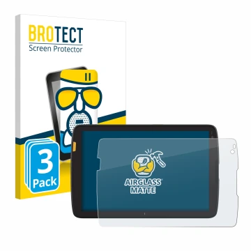 Front side of a product packaging with the brand logo BROTECT. Next to it is the device Zebra ET45 8
