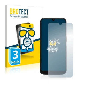 Front side of a product packaging with the brand logo BROTECT. Next to it is the device Doro 8100 PLUS shown with the correspo