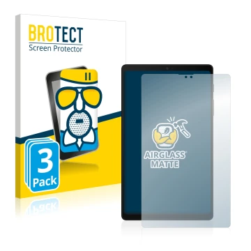 Front side of a product packaging with the brand logo BROTECT. Next to it is the device Samsung Galaxy Tab A7 Lite 2022 shown 