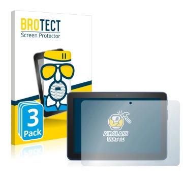 Front side of a product packaging with the brand logo BROTECT. Next to it is the device Amazon Fire HD 8 2022 shown with the c