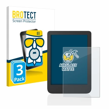 Front side of a product packaging with the brand logo BROTECT. Next to it is the device Tolino Shine 4 shown with the correspo