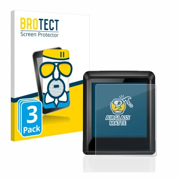 Front side of a product packaging with the brand logo BROTECT. Next to it is the device Bosch Intuvia 100 shown with the corre