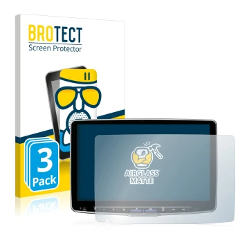 Front side of a product packaging with the brand logo BROTECT. Next to it is the device Alpine ILX-F115D shown with the corres