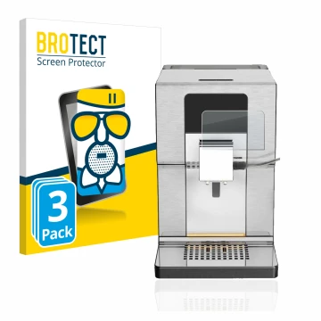 Front side of a product packaging with the brand logo BROTECT. Next to it is the device Krups Intuition Experience+ EA877D10 s