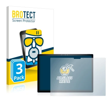 Front side of a product packaging with the brand logo BROTECT. Next to it is the device Dell XPS 13 9315 2-in-1 shown with the