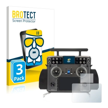 Front side of a product packaging with the brand logo BROTECT. Next to it is the device FrSky Tandem XE 2 shown with the corre