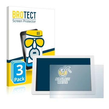 Front side of a product packaging with the brand logo BROTECT. Next to it is the device WetterOnline Home 3 shown with the cor