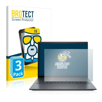 Front side of a product packaging with the brand logo BROTECT. Next to it is the device HP Elite Dragonfly G3 shown with the c