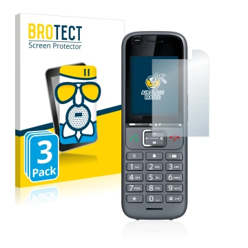 Front side of a product packaging with the brand logo BROTECT. Next to it is the device Gigaset S700H PRO shown with the corre