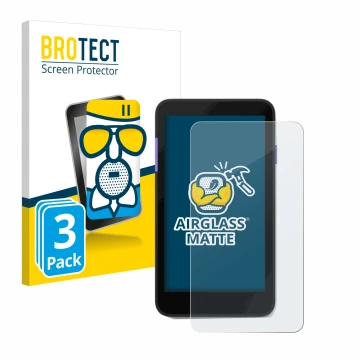 Front side of a product packaging with the brand logo BROTECT. Next to it is the device Zettle Terminal (by Paypal) shown with