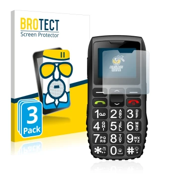 Front side of a product packaging with the brand logo BROTECT. Next to it is the device artfone C1 + shown with the correspond