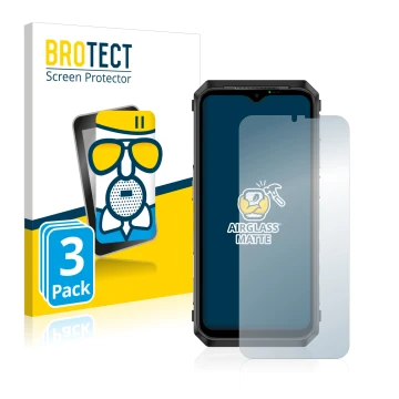 Front side of a product packaging with the brand logo BROTECT. Next to it is the device Ulefone Power Armor 18T shown with the