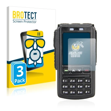 Front side of a product packaging with the brand logo BROTECT. Next to it is the device AnyTone BT-01 shown with the correspon