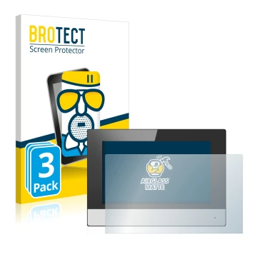 Front side of a product packaging with the brand logo BROTECT. Next to it is the device Hikvision DS-KH6320-WTE2 (indoor stati