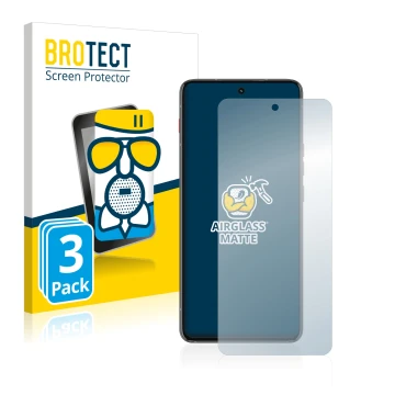 Front side of a product packaging with the brand logo BROTECT. Next to it is the device Motorola ThinkPhone shown with the cor
