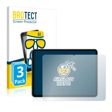 Front side of a product packaging with the brand logo BROTECT. Next to it is the device OnePlus Pad shown with the correspondi