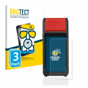 Front side of a product packaging with the brand logo BROTECT. Next to it is the device Autel MaxiBAS BT608 shown with the cor