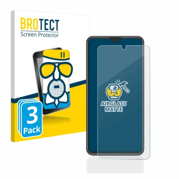 Front side of a product packaging with the brand logo BROTECT. Next to it is the device Beafon M6s premium shown with the corr