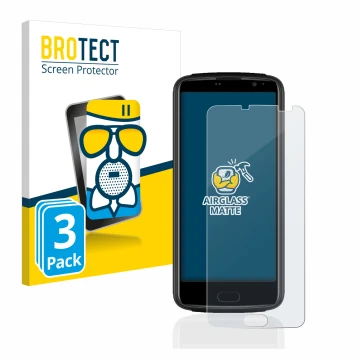 Front side of a product packaging with the brand logo BROTECT. Next to it is the device Beafon M7 premium shown with the corre
