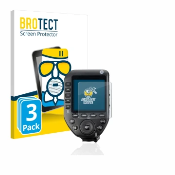 Front side of a product packaging with the brand logo BROTECT. Next to it is the device Godox XPro II shown with the correspon
