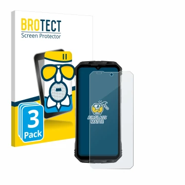 Front side of a product packaging with the brand logo BROTECT. Next to it is the device Doogee S100 shown with the correspondi