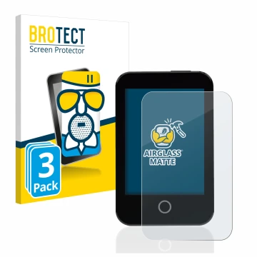 Front side of a product packaging with the brand logo BROTECT. Next to it is the device Medtrum Touchcare nano CGM shown with 