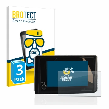 Front side of a product packaging with the brand logo BROTECT. Next to it is the device Toyota C-HR 2023 Infotainment shown wi