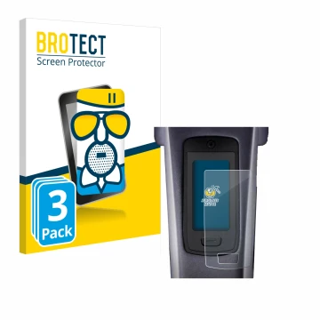 Front side of a product packaging with the brand logo BROTECT. Next to it is the device TQ HPR50 E-Bike System shown with the 